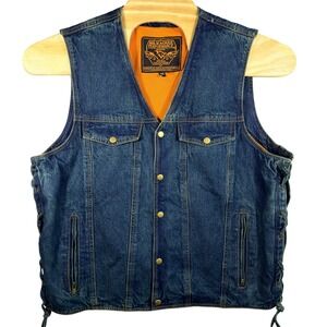Milwaukee‎ Performance Mens Denim Vest Motorcycle Biker Laced Sides Size XXL